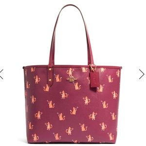 COACH PARTY CAT PRINT REVERSIBLE CITY TOTE